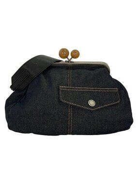 Max Mara Weekend Shoulder Bag Navy Pasticcino Kiss Lock Chain
